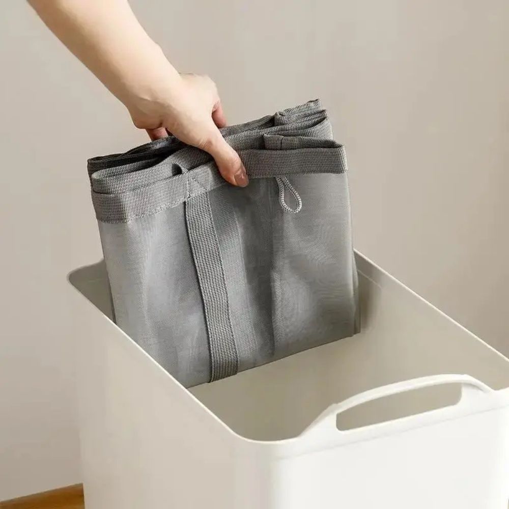 Foldable Nylon Mesh Laundry Basket with Hanging Loop
