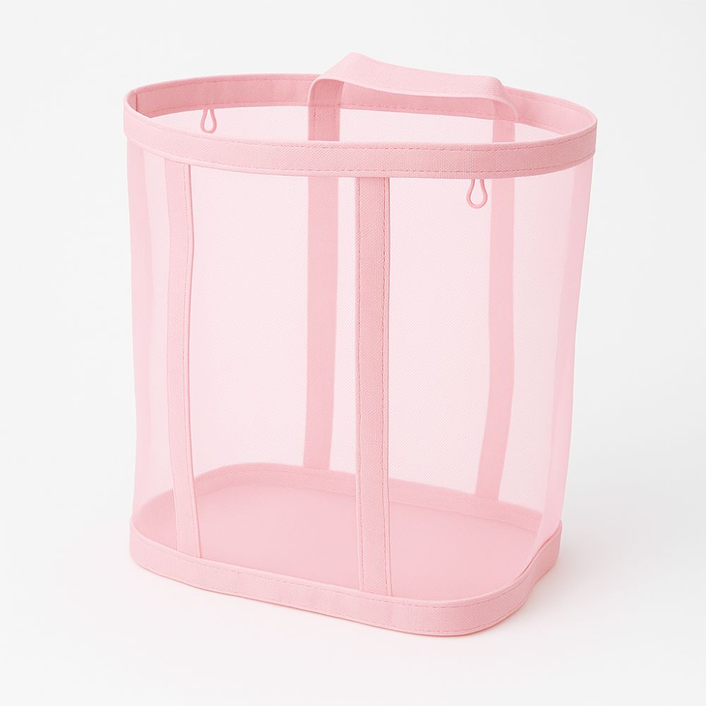 Foldable Nylon Mesh Laundry Basket with Hanging Loop