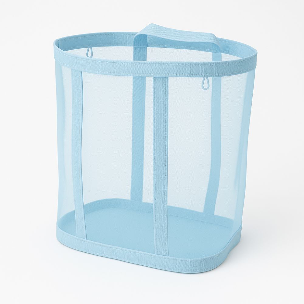 Foldable Nylon Mesh Laundry Basket with Hanging Loop
