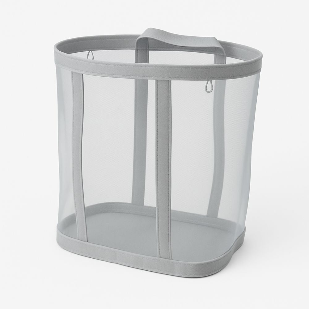 Foldable Nylon Mesh Laundry Basket with Hanging Loop