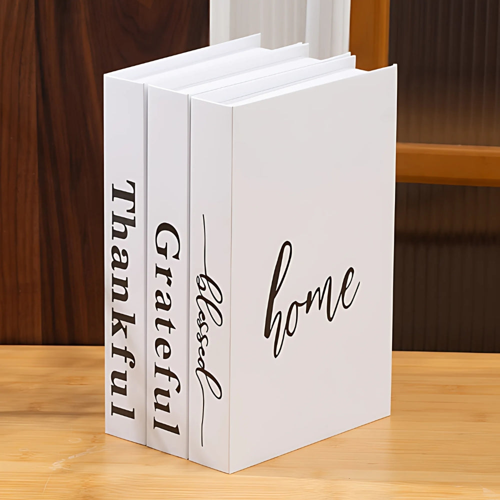 Decorative Faux Book Stack with Inspirational Typography