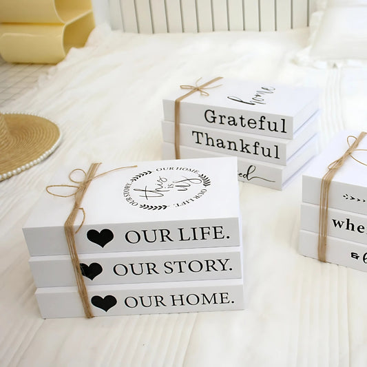 Decorative Faux Book Stack with Inspirational Typography