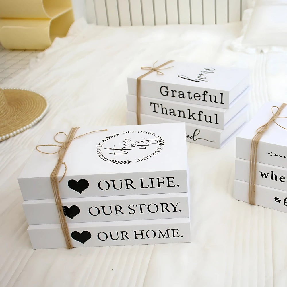 Decorative Faux Book Stack with Inspirational Quotes