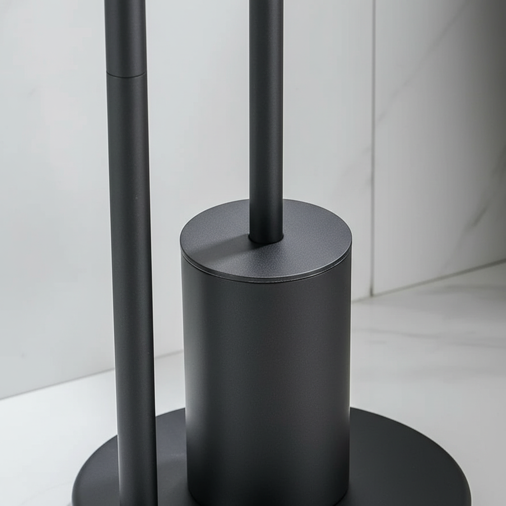 Wall-Mounted Toilet Paper Holder with Integrated Brush