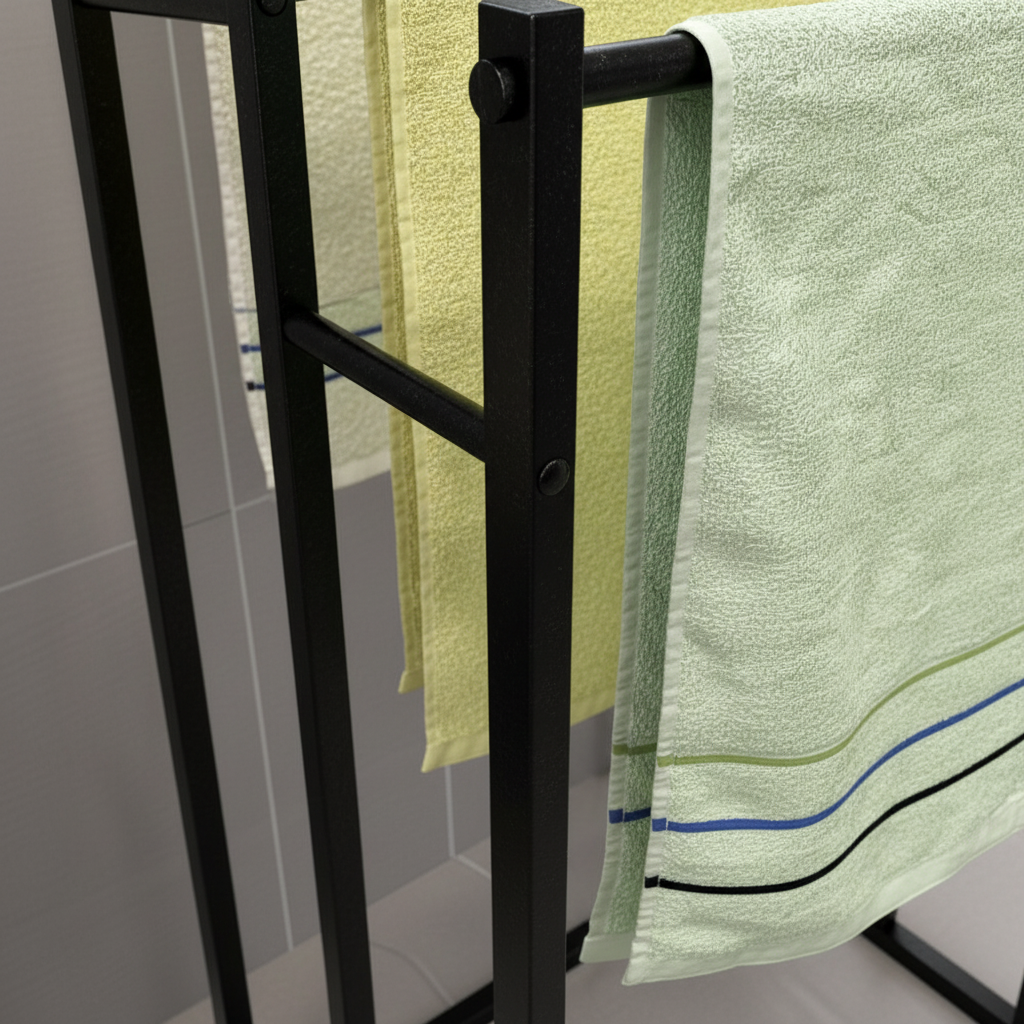 Freestanding Steel Towel Rack for Small Spaces