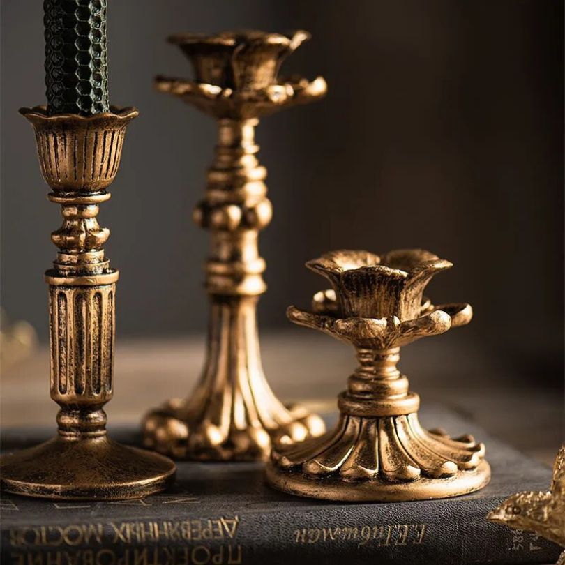 Rustic Gold Candle Holder for Elegant Home Decor
