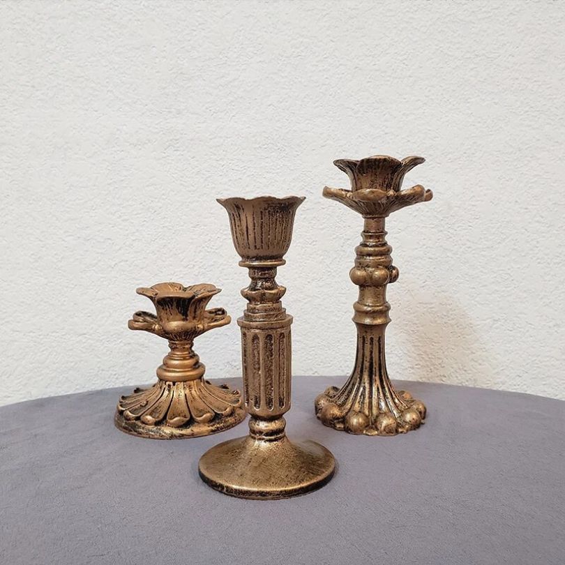 Rustic Gold Candle Holder for Elegant Home Decor