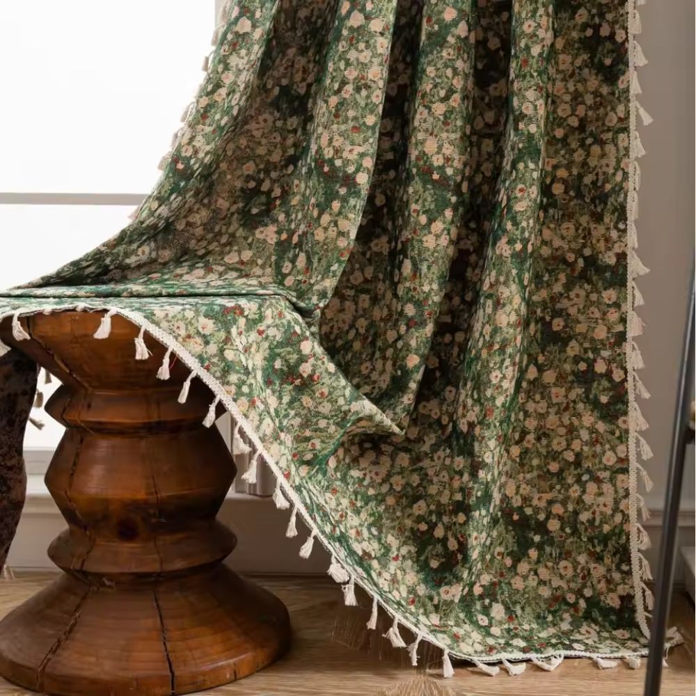 French Floral Tapestry Curtain in Microfiber Blend