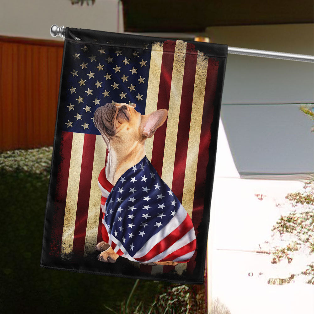 French Bulldog American Flag Banner - Patriotic Canvas Flag for Indoor/Outdoor Use