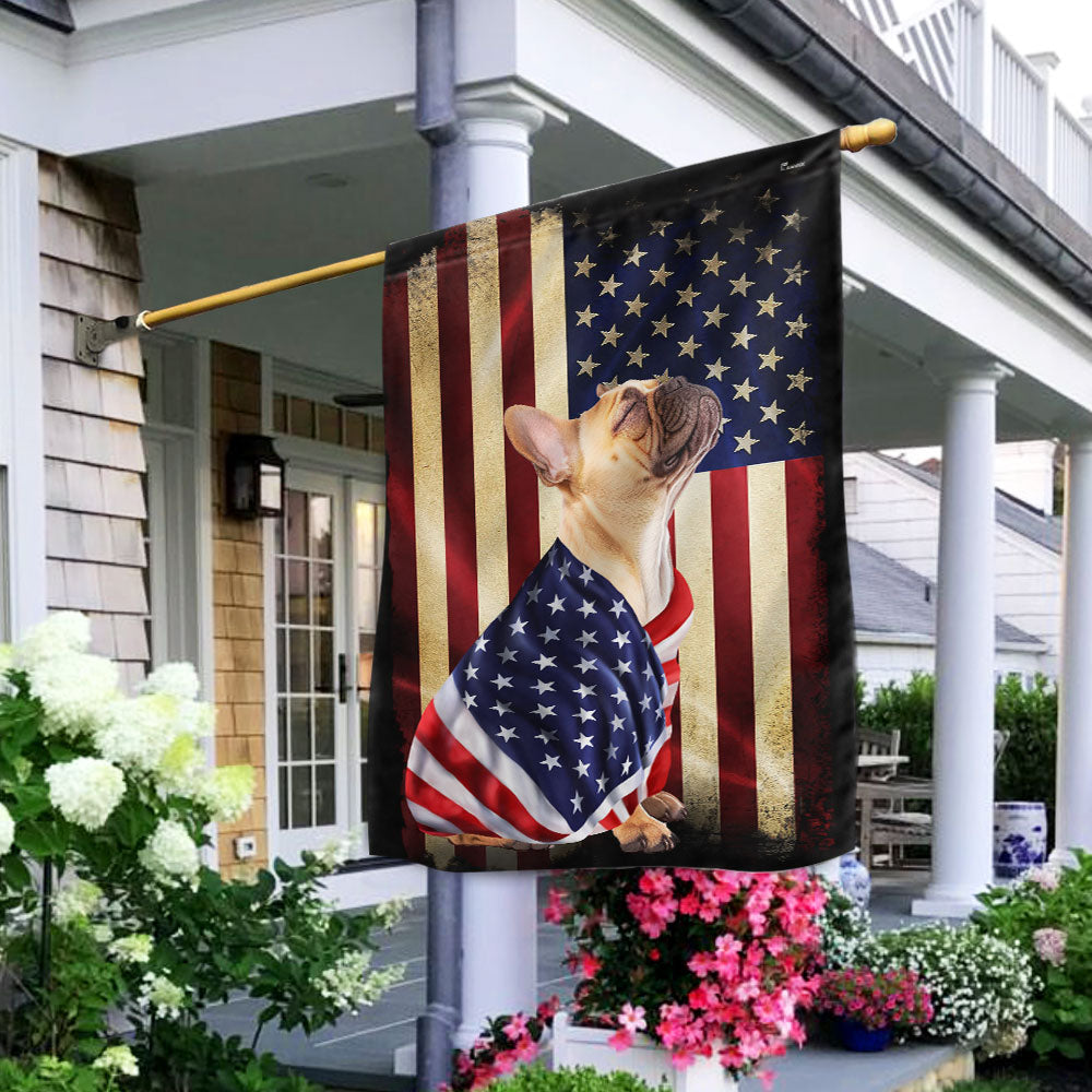 French Bulldog American Flag Banner - Patriotic Canvas Flag for Indoor/Outdoor Use