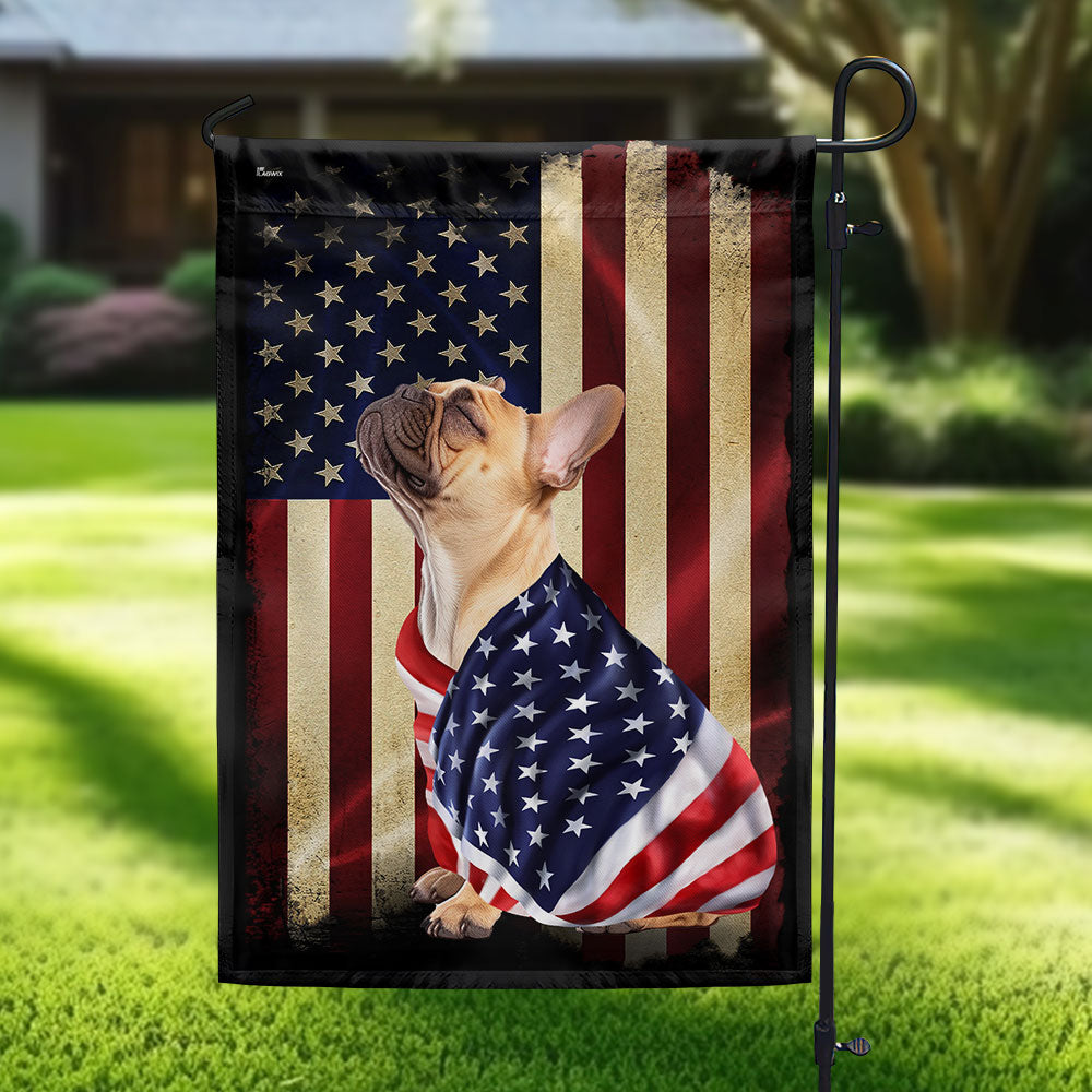 French Bulldog American Flag Banner - Patriotic Canvas Flag for Indoor/Outdoor Use