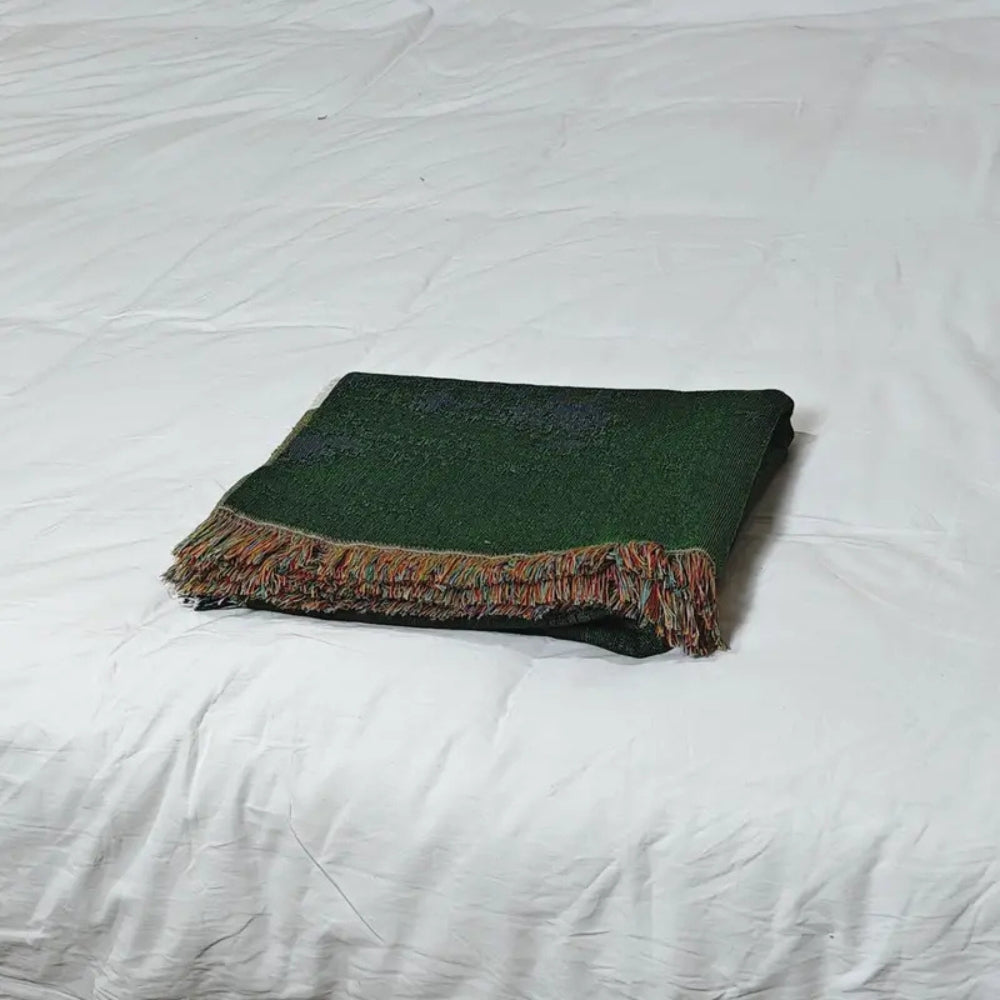 Woven Sheep Throw Blanket with Tassel Trim