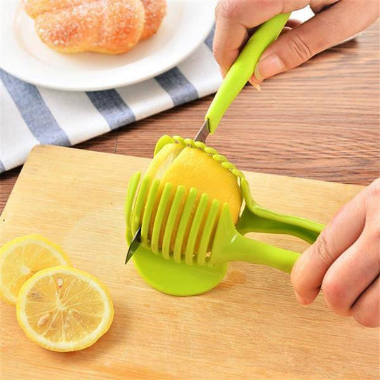 Fruit and Vegetable Slicing Tongs with Metal Hinge and Stand