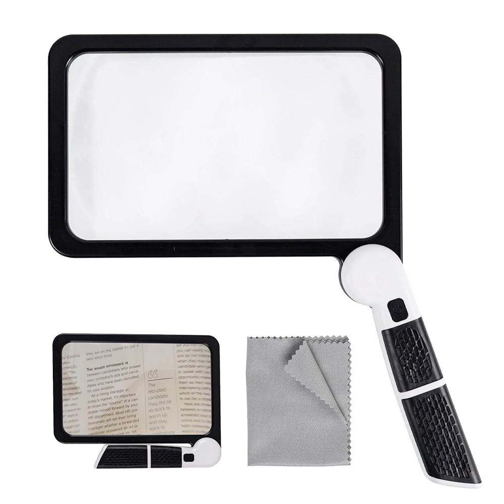 Foldable LED Magnifying Glass with 5x Magnification and Adjustable Light