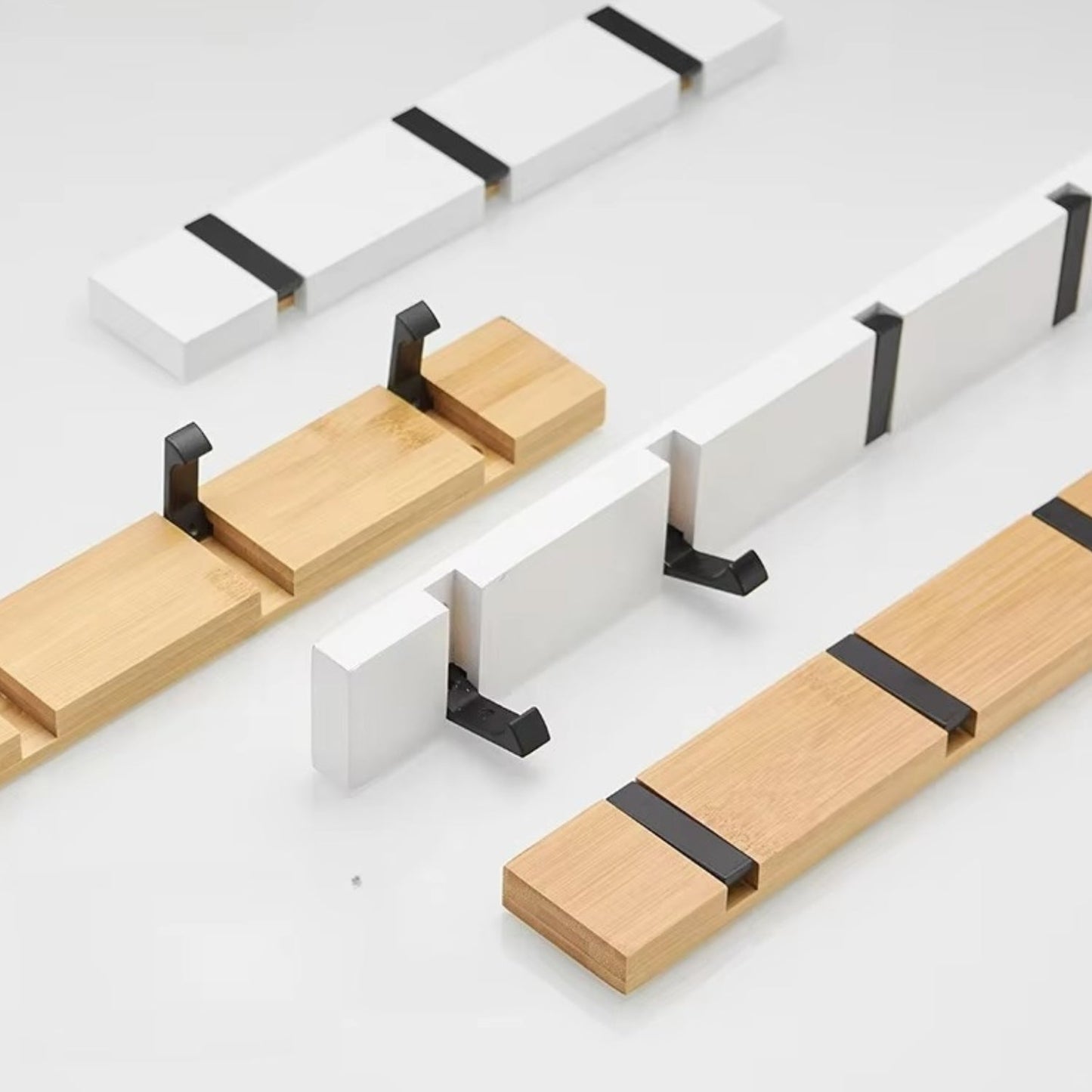 Bamboo Wall-Mounted Flip Hook Rack
