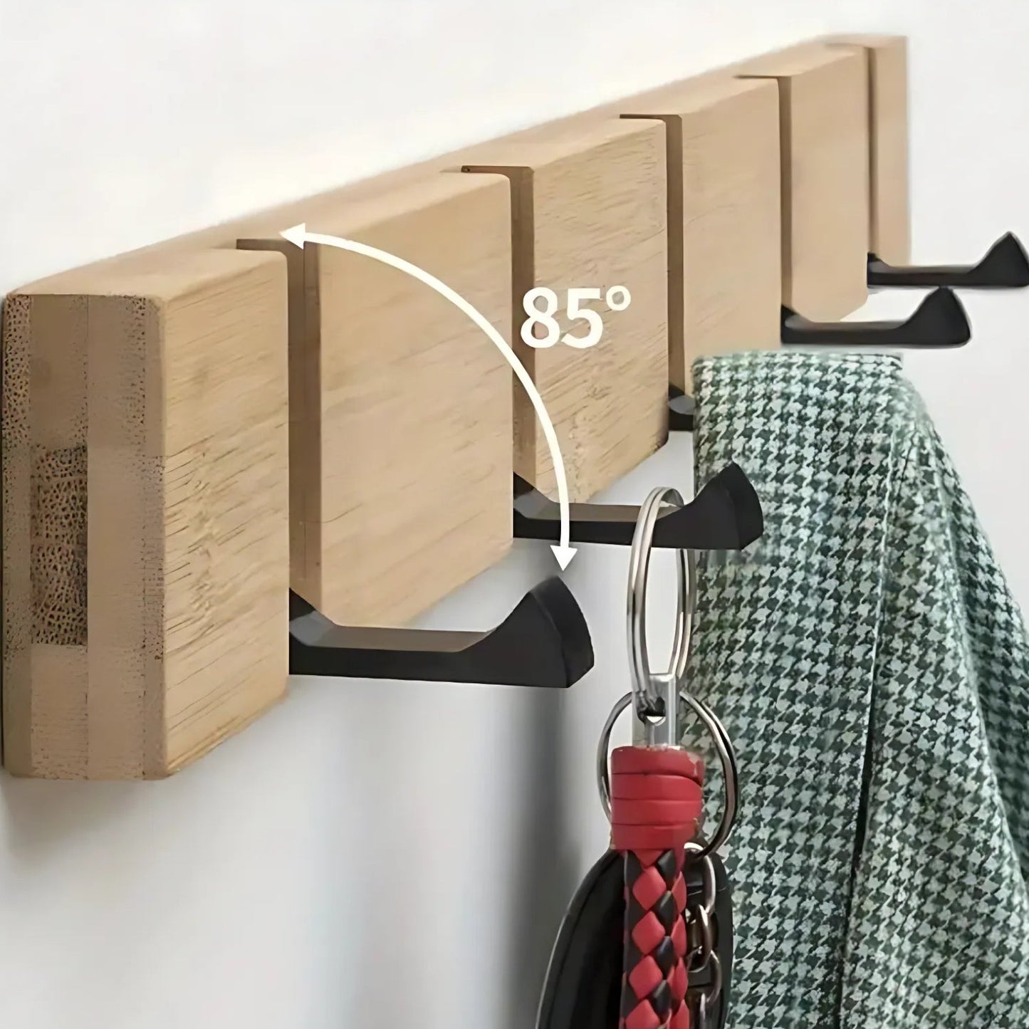Bamboo Wall-Mounted Flip Hook Rack