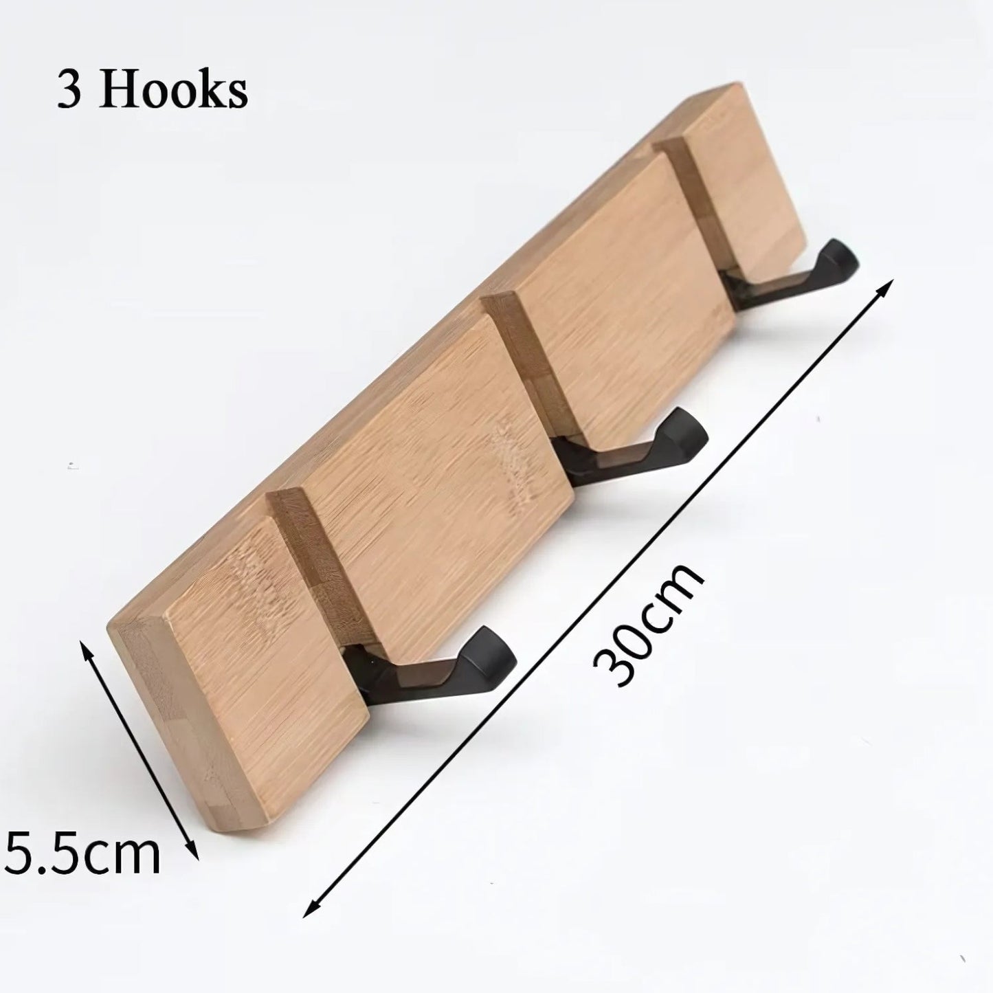 Bamboo Wall-Mounted Flip Hook Rack