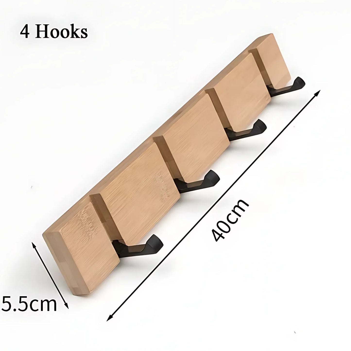 Bamboo Wall-Mounted Flip Hook Rack