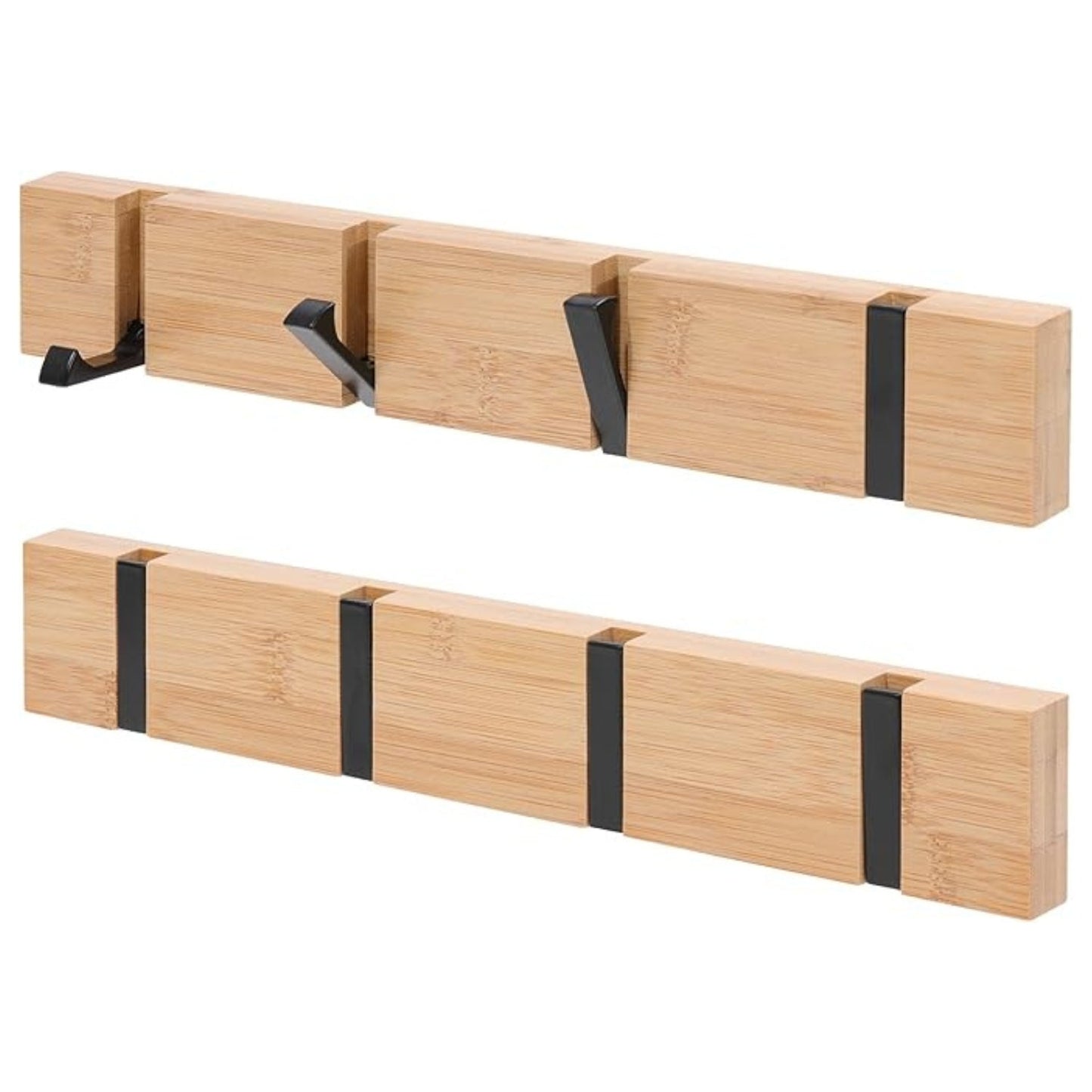 Bamboo Wall-Mounted Flip Hook Rack
