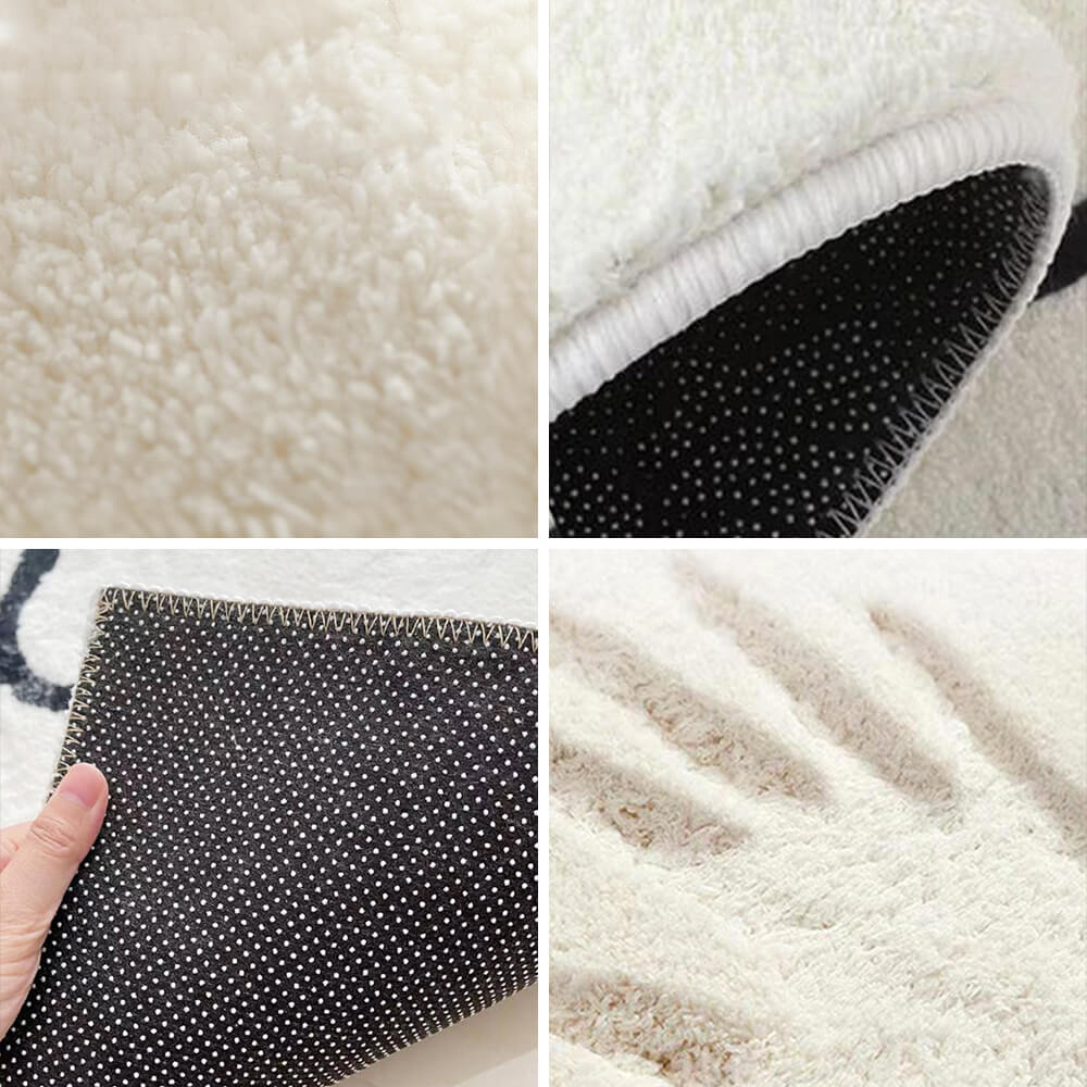 Faux Cashmere Checkerboard Nightstand Rug Irregular Shape