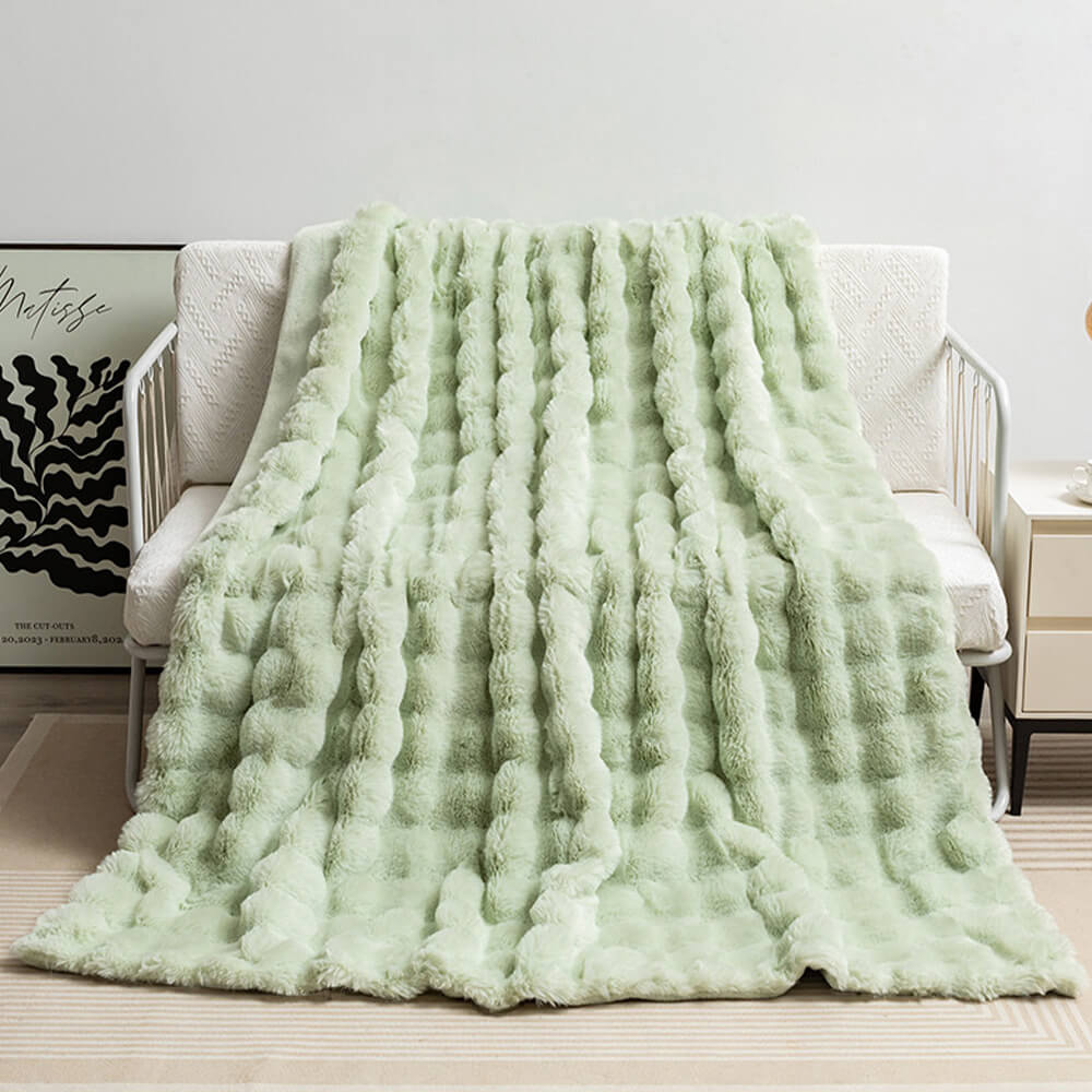 Premium Double Layer Thick Faux Rabbit Fur Blanket