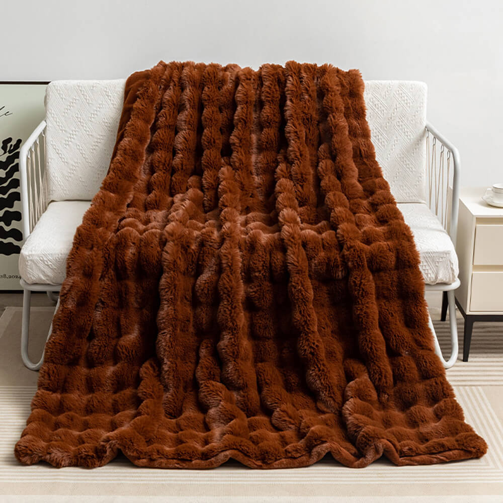 Premium Double Layer Thick Faux Rabbit Fur Blanket