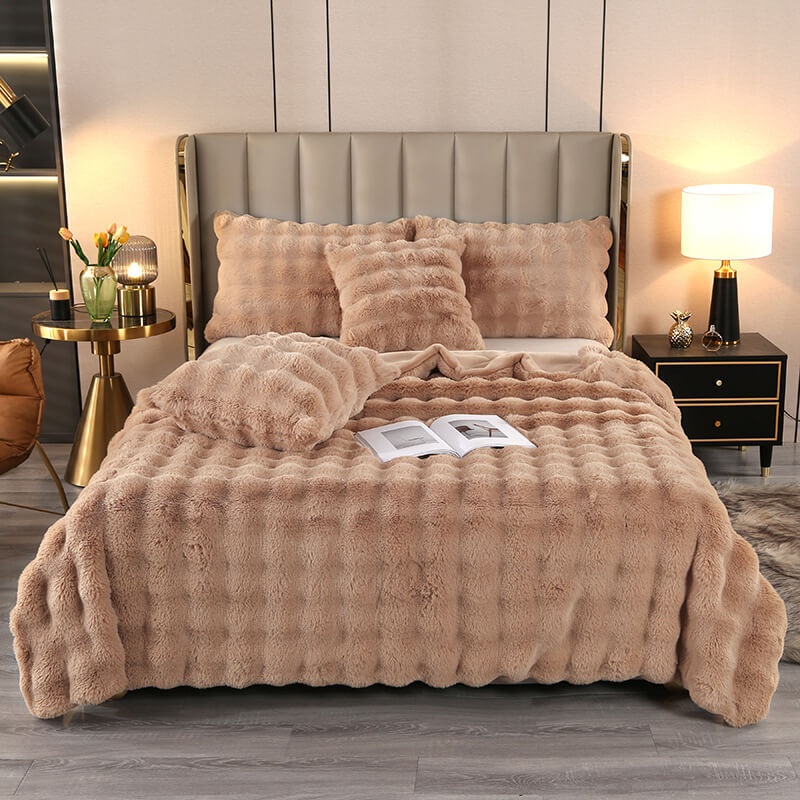 Premium Double Layer Thick Faux Rabbit Fur Blanket