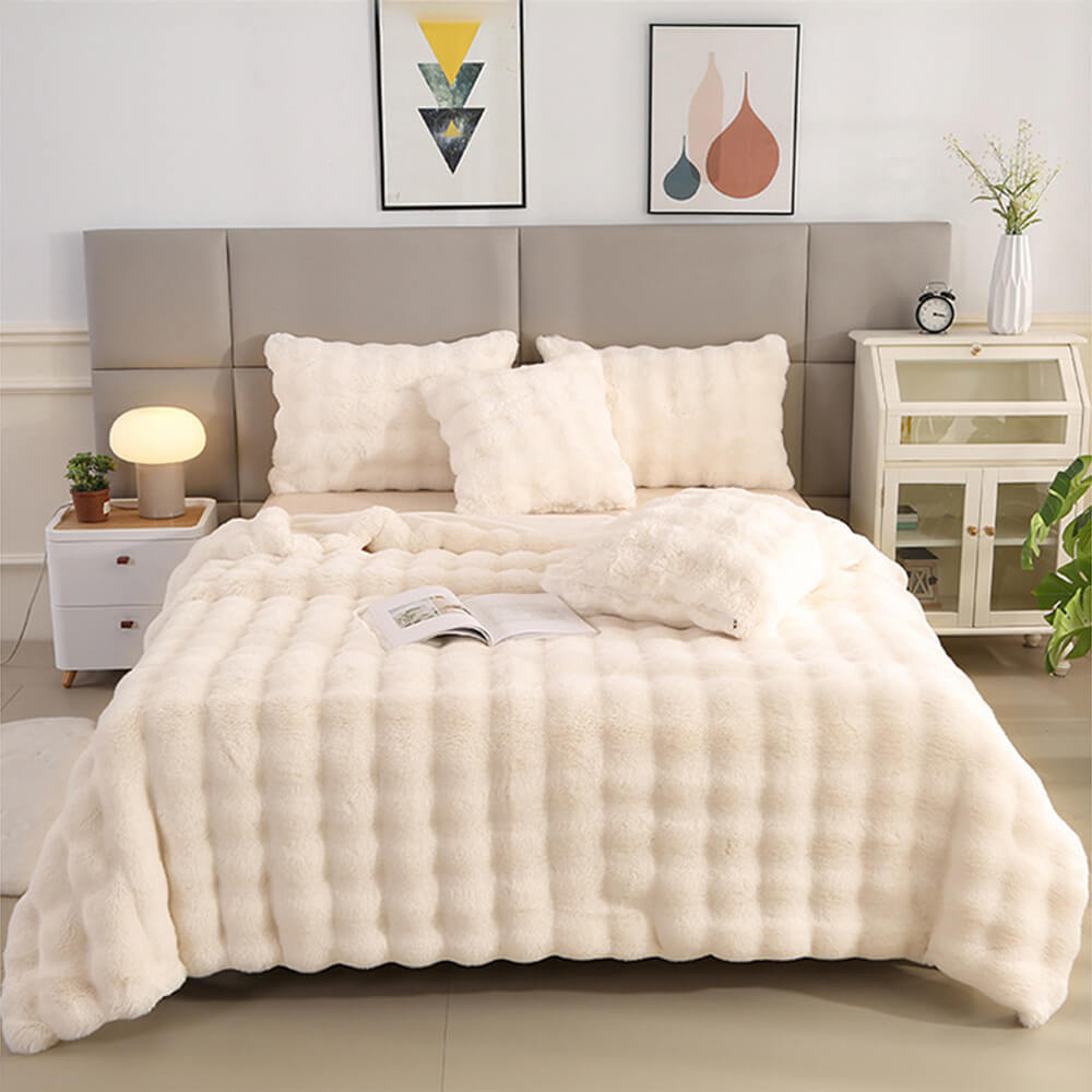 Premium Double Layer Thick Faux Rabbit Fur Blanket