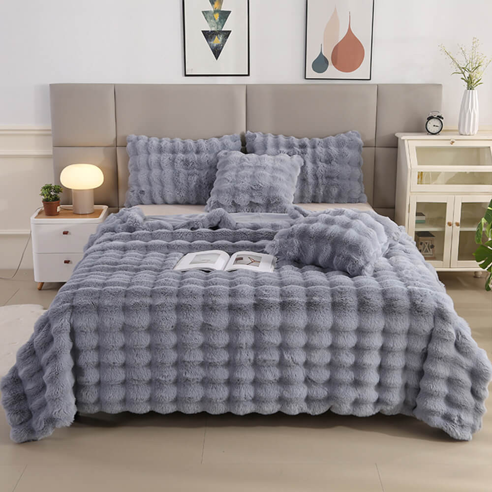 Premium Double Layer Thick Faux Rabbit Fur Blanket