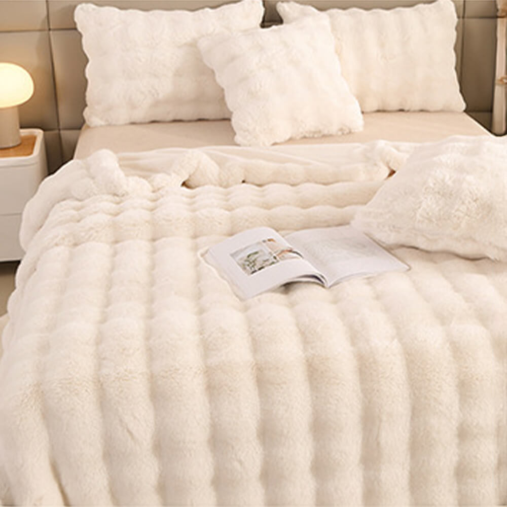 Premium Double Layer Thick Faux Rabbit Fur Blanket