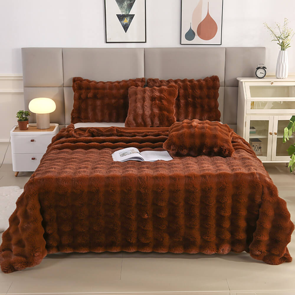 Premium Double Layer Thick Faux Rabbit Fur Blanket