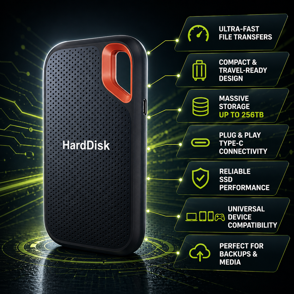 Portable SSD External Hard Drive 512GB-256TB Type C