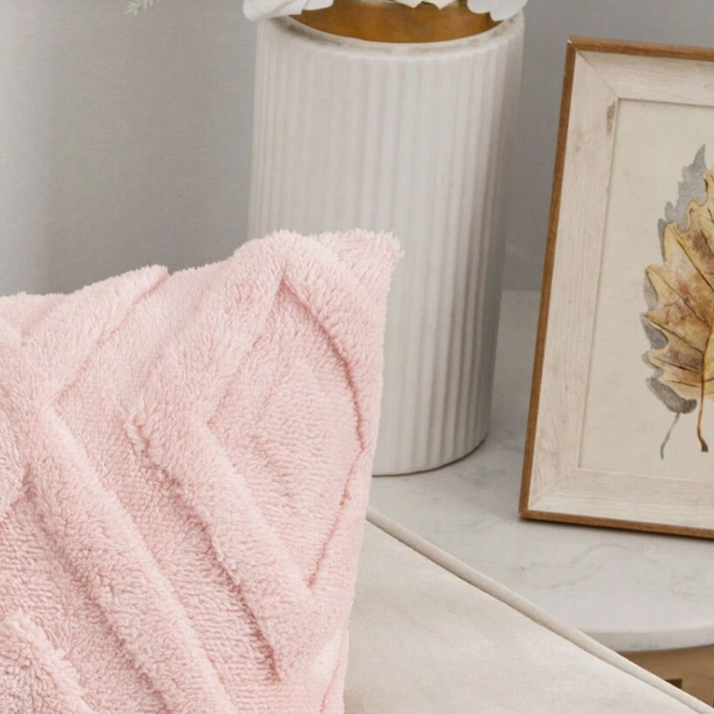 Fuzzy Diamond Pattern Plush Cushion Cover