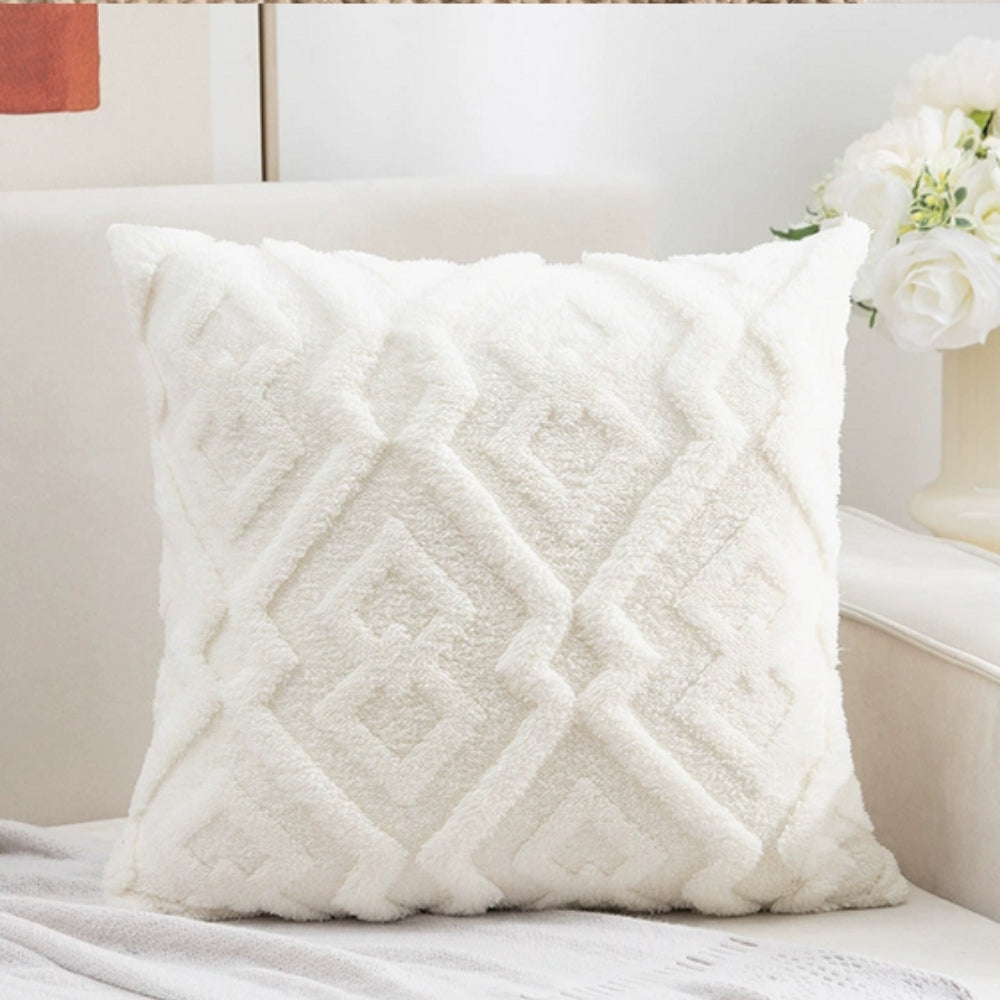 Fuzzy Diamond Pattern Plush Cushion Cover