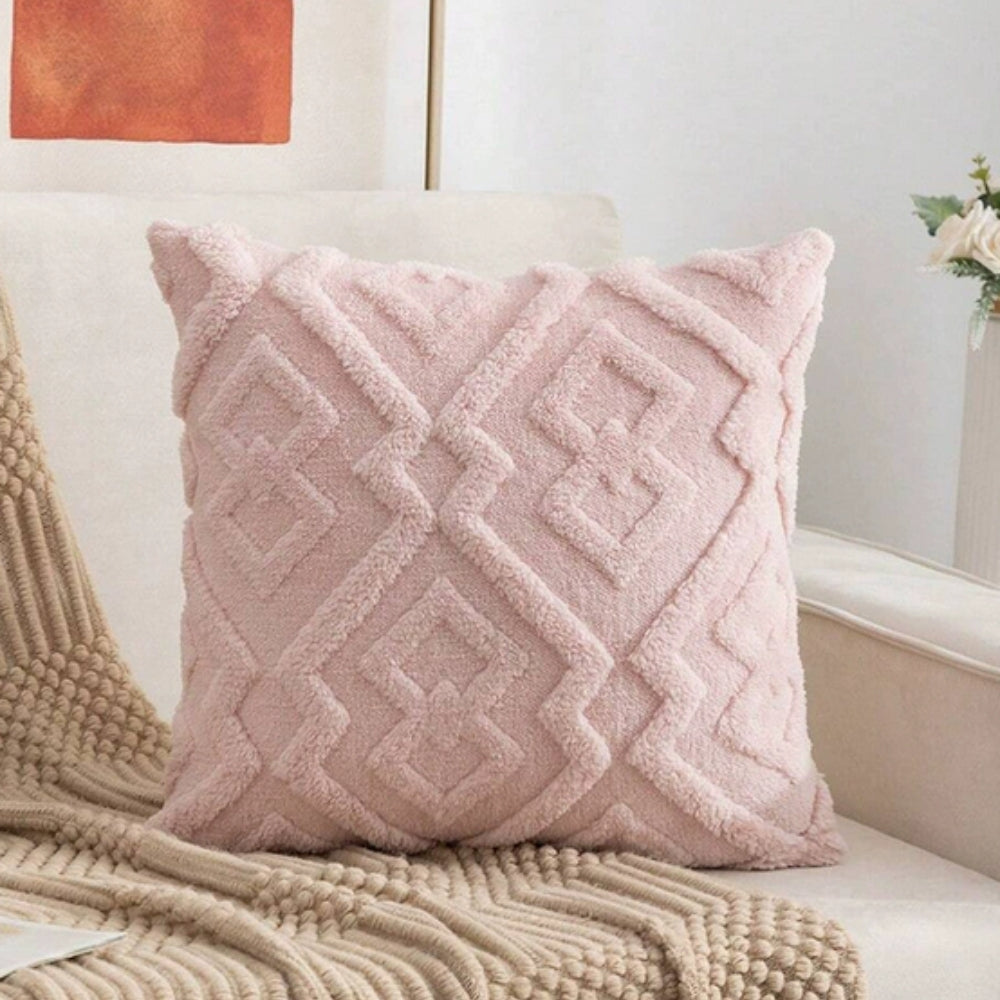 Fuzzy Diamond Pattern Plush Cushion Cover