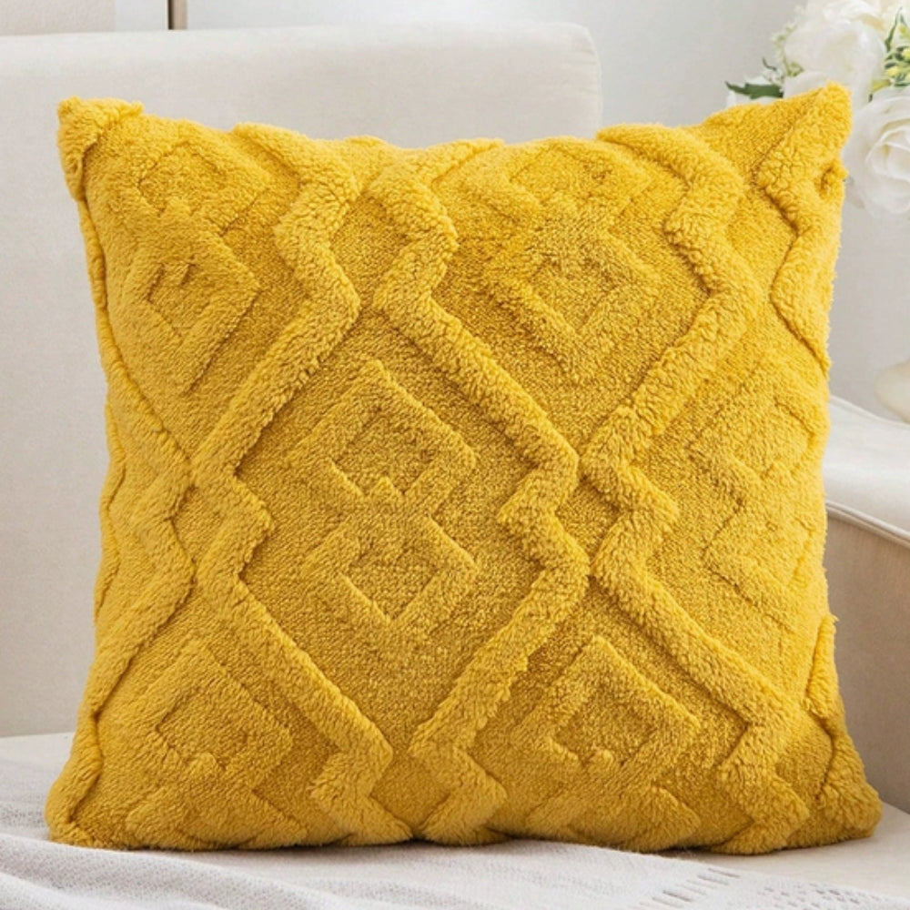 Fuzzy Diamond Pattern Plush Cushion Cover