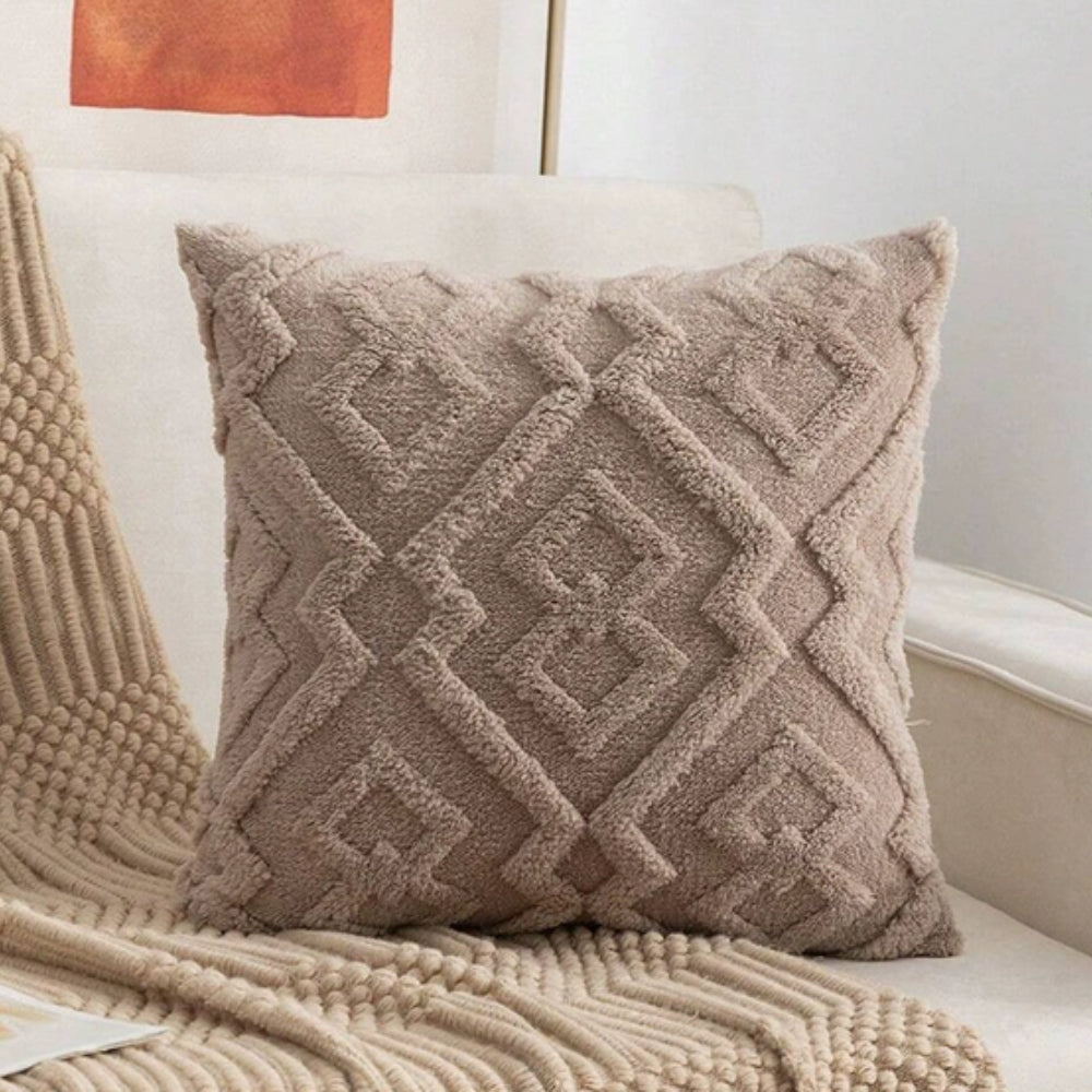 Fuzzy Diamond Pattern Plush Cushion Cover
