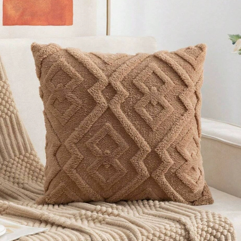 Fuzzy Diamond Pattern Plush Cushion Cover