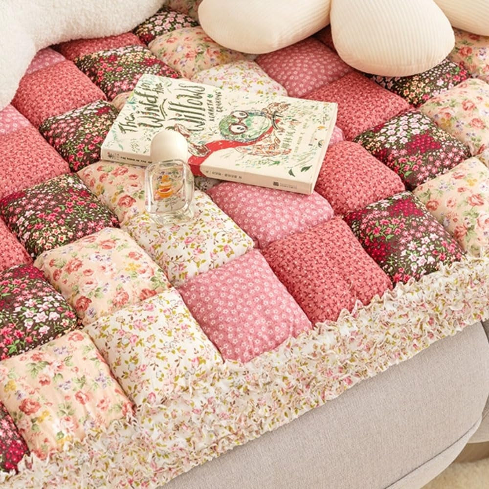 Colorful Retro Pastoral Sofa Cover with Non-Slip Backing