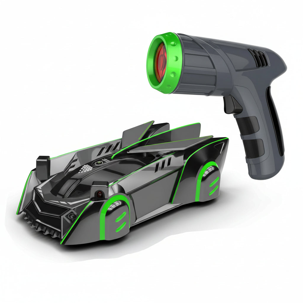 Gravity Defying Laser RC Car with LED Lights and Wall Climbing Stunts
