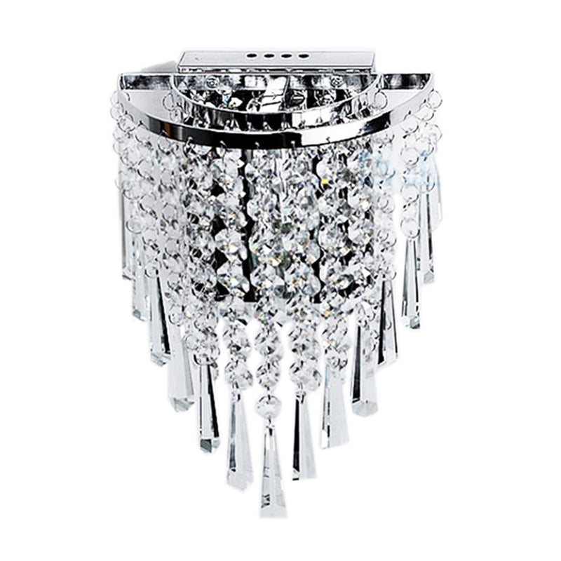 Modern Chrome Wall Sconce with Crystal Drops