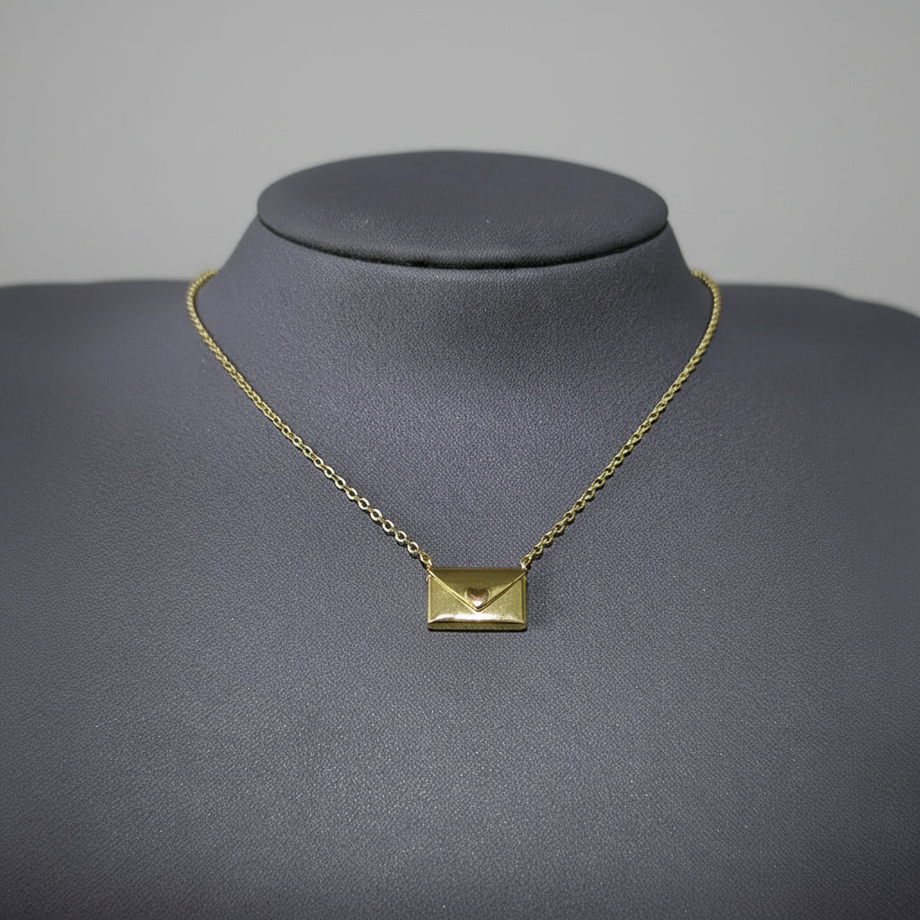 Gold and Silver Envelope Necklace for Women
