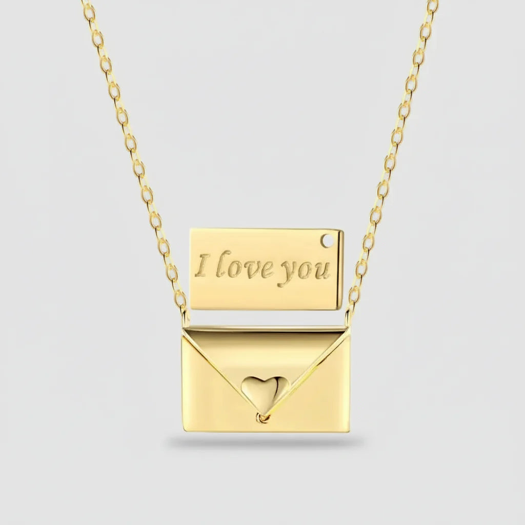 Gold and Silver Envelope Necklace for Women