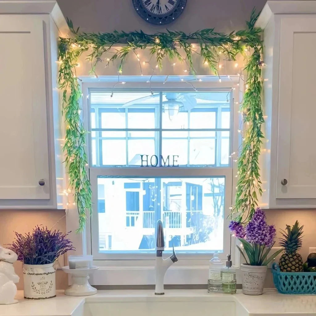 Lighted Faux Greenery Garland with Warm White Fairy Lights