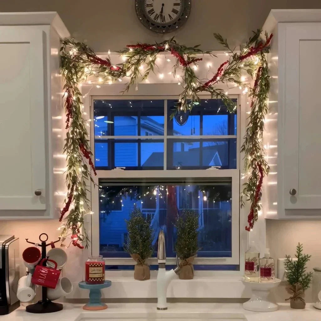 Lighted Faux Greenery Garland with Warm White Fairy Lights
