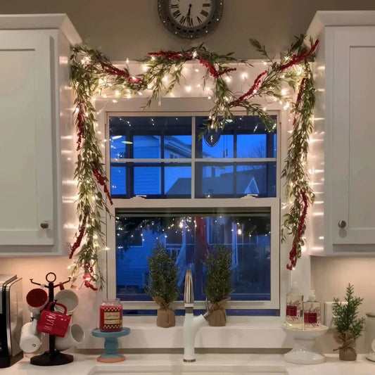 Lighted Faux Greenery Garland with Warm White Fairy Lights