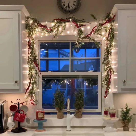 LED Decorative String Lights with Green Branches for Cozy Ambiance
