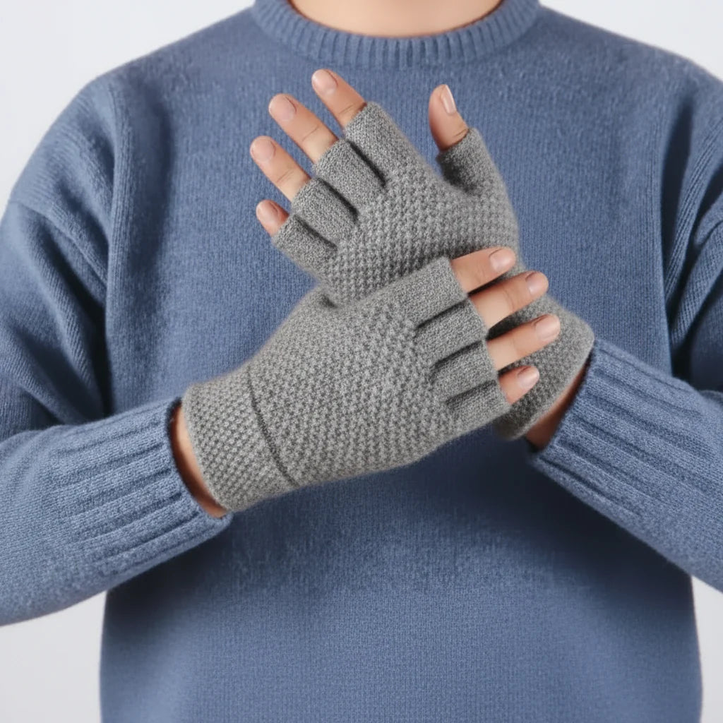 Thick Elastic Winter Fingerless Gloves for Men