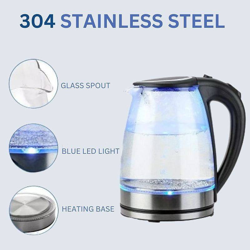1.8L Cordless Electric Glass Kettle with LED Illumination