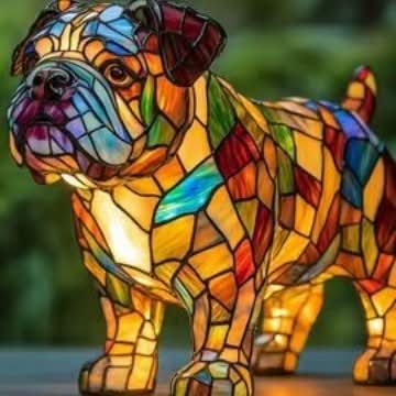Artistic LED Night Light – Shimmering Dog Breed Statue